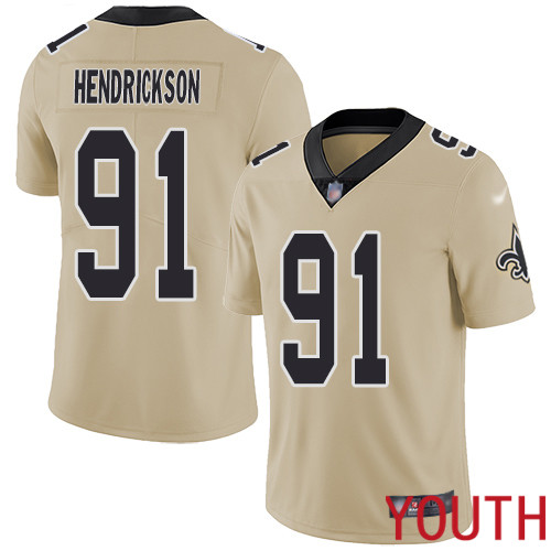 New Orleans Saints Limited Gold Youth Trey Hendrickson Jersey NFL Football 91 Inverted Legend Jersey